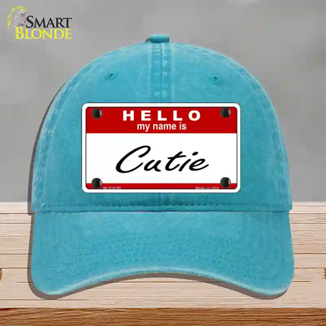 Cutie Novelty License Plate Hat Unconstructed Cotton / Lake Blue