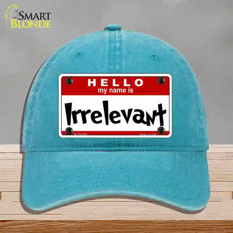 Irrelevant Novelty License Plate Hat Unconstructed Cotton / Lake Blue