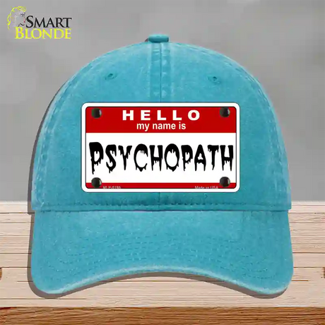 Psychopath Novelty License Plate Hat Unconstructed Cotton / Lake Blue