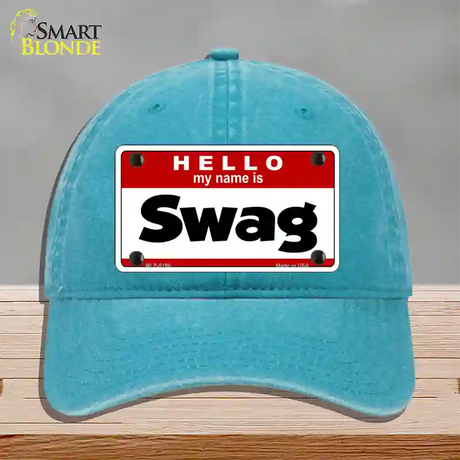 Swag Novelty License Plate Hat Unconstructed Cotton / Lake Blue