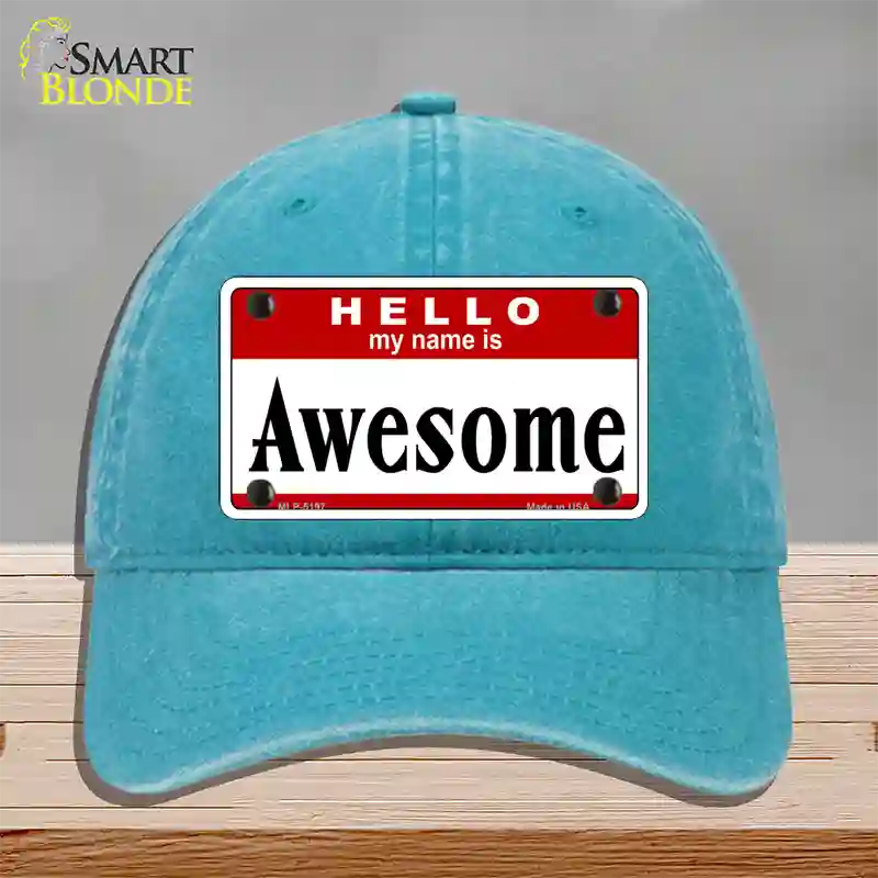 Awesome Novelty License Plate Hat Unconstructed Cotton / Lake Blue