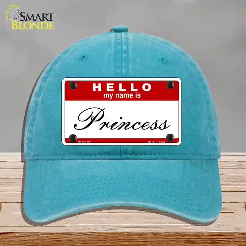 My Name Is Princess Novelty License Plate Hat Unconstructed Cotton / Lake Blue