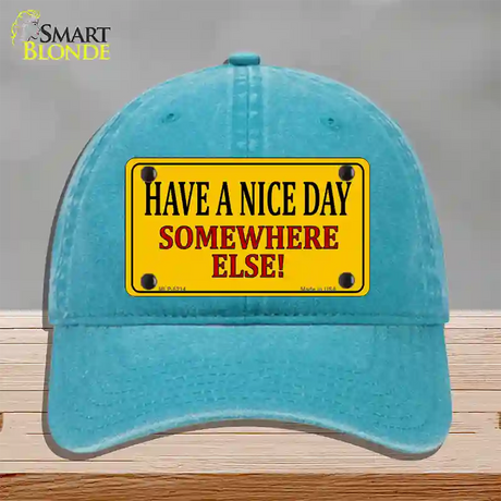 Have a Nice Day Novelty License Plate Hat Unconstructed Cotton / Lake Blue