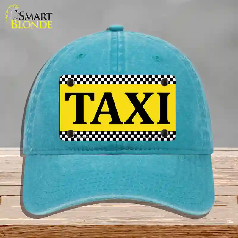 Taxi Novelty License Plate Hat Unconstructed Cotton / Lake Blue