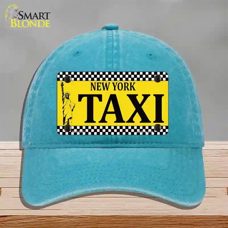 New York Taxi Novelty License Plate Hat Unconstructed Cotton / Lake Blue