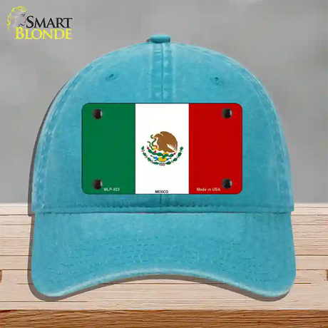 Mexico Country Flag Novelty License Plate Hat Unconstructed Cotton / Lake Blue