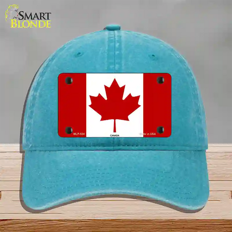 Canadian Flag Novelty License Plate Hat Unconstructed Cotton / Lake Blue