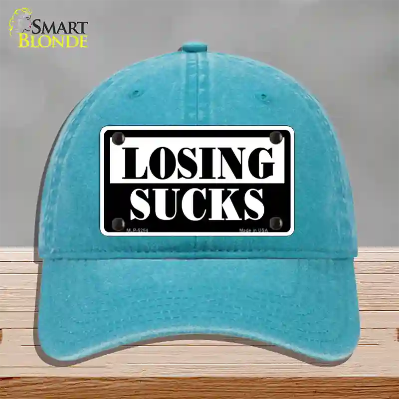 Losing Sucks Novelty License Plate Hat Unconstructed Cotton / Lake Blue