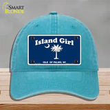 Island Girl Novelty License Plate Hat Unconstructed Cotton / Lake Blue