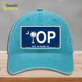 IOP Isle of Palms Blue Novelty License Plate Hat Unconstructed Cotton / Lake Blue