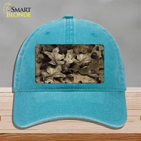 Fallen Leaves Camouflage Novelty License Plate Hat Unconstructed Cotton / Lake Blue