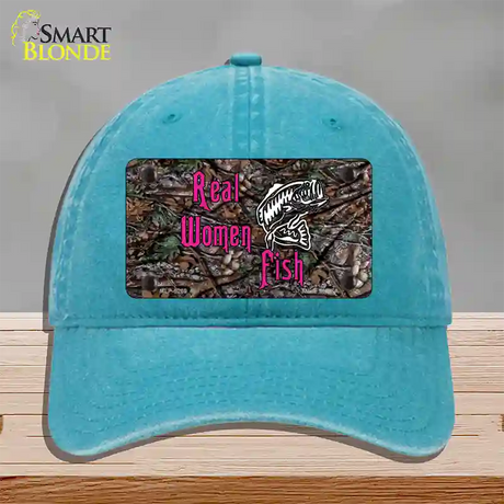 Real Women Fish Novelty License Plate Hat Unconstructed Cotton / Lake Blue