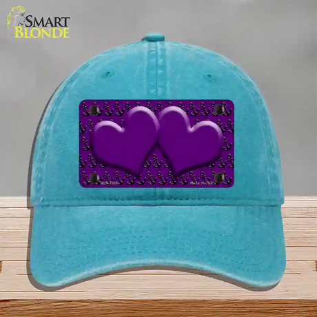 Purple Black Anchor Purple Heart Center Novelty License Plate Hat Unconstructed Cotton / Lake Blue