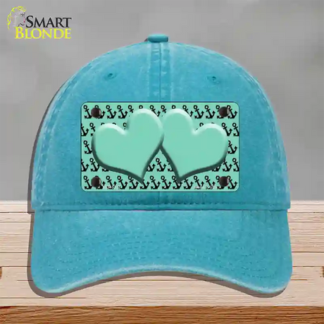 Mint Black Anchor Mint Heart Center Novelty License Plate Hat Unconstructed Cotton / Lake Blue