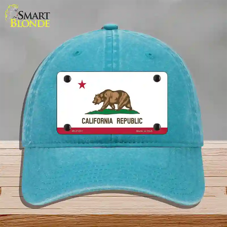 California State Flag Novelty License Plate Hat Unconstructed Cotton / Lake Blue