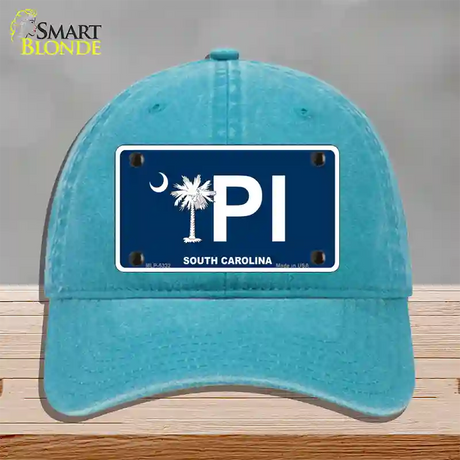 PI South Carolina Novelty License Plate Hat Unconstructed Cotton / Lake Blue