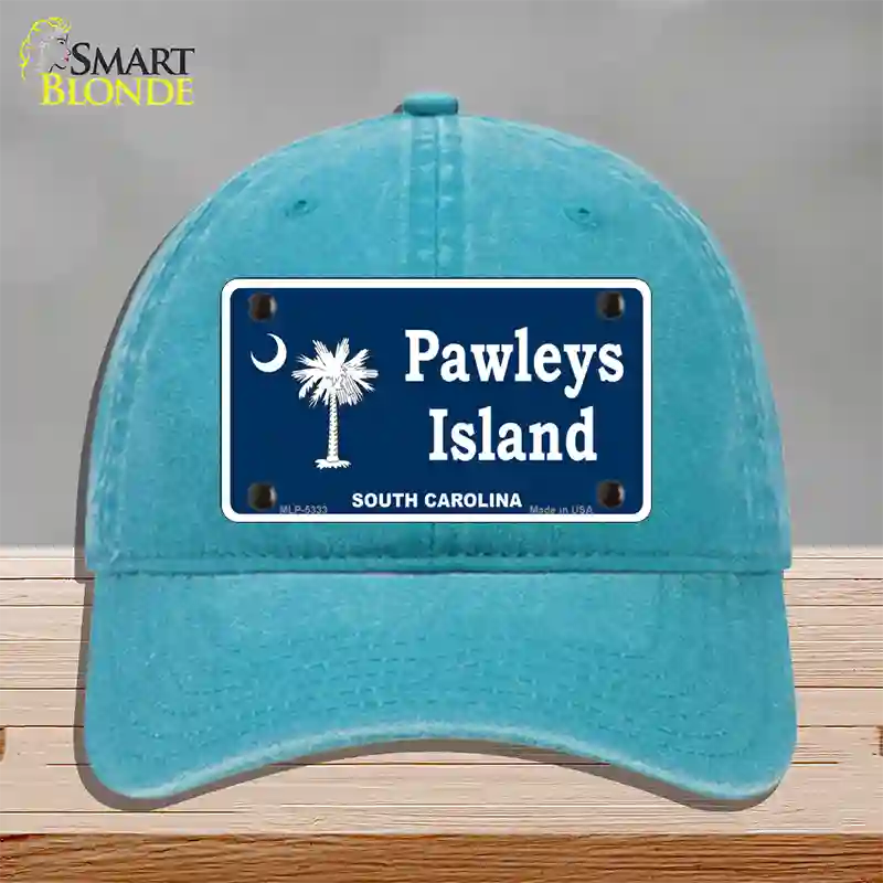 Pawleys Island Novelty License Plate Hat Unconstructed Cotton / Lake Blue