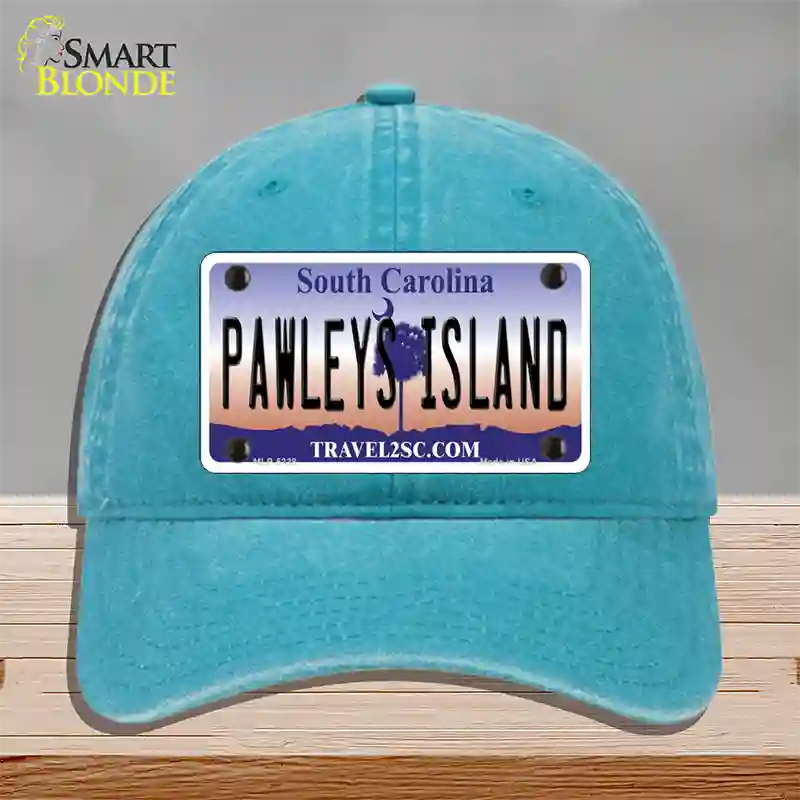 Pawleys Island South Carolina Novelty License Plate Hat Unconstructed Cotton / Lake Blue