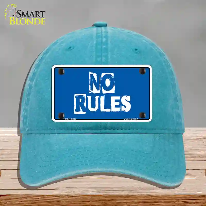 No Rules Novelty License Plate Hat Unconstructed Cotton / Lake Blue