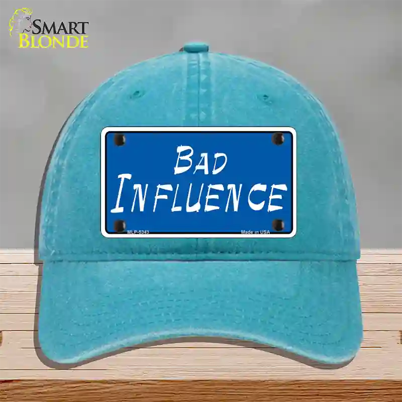 Bad Influence Novelty License Plate Hat Unconstructed Cotton / Lake Blue