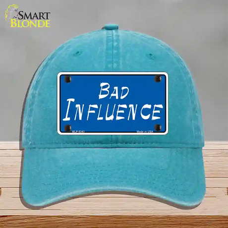 Bad Influence Novelty License Plate Hat Unconstructed Cotton / Lake Blue