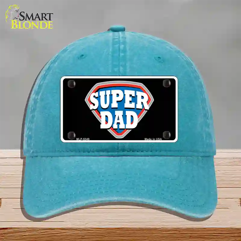 Super Dad Novelty License Plate Hat Unconstructed Cotton / Lake Blue