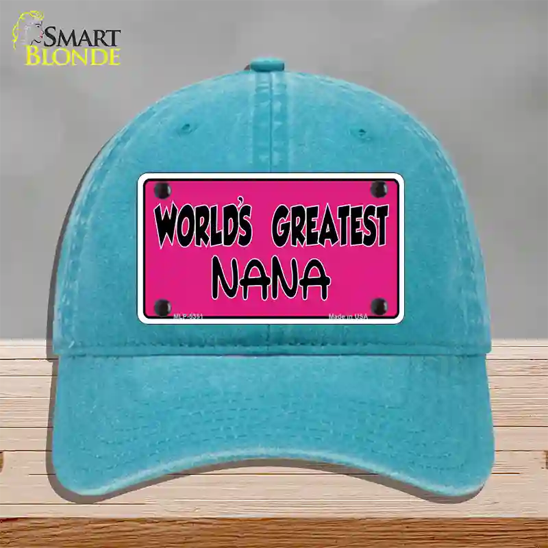 Worlds Greatest Nana Novelty License Plate Hat Unconstructed Cotton / Lake Blue