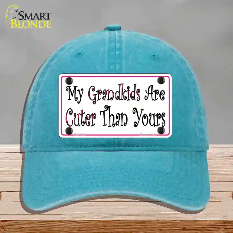 My Grandkids Are Cuter Novelty License Plate Hat Unconstructed Cotton / Lake Blue