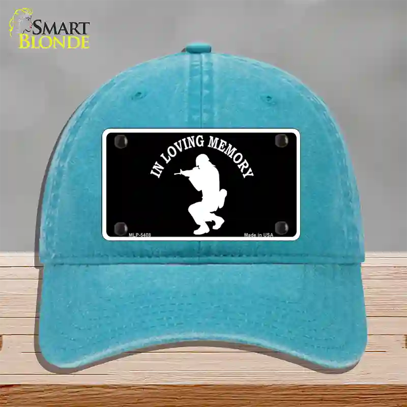 In Loving Memory Squatting Novelty License Plate Hat Unconstructed Cotton / Lake Blue