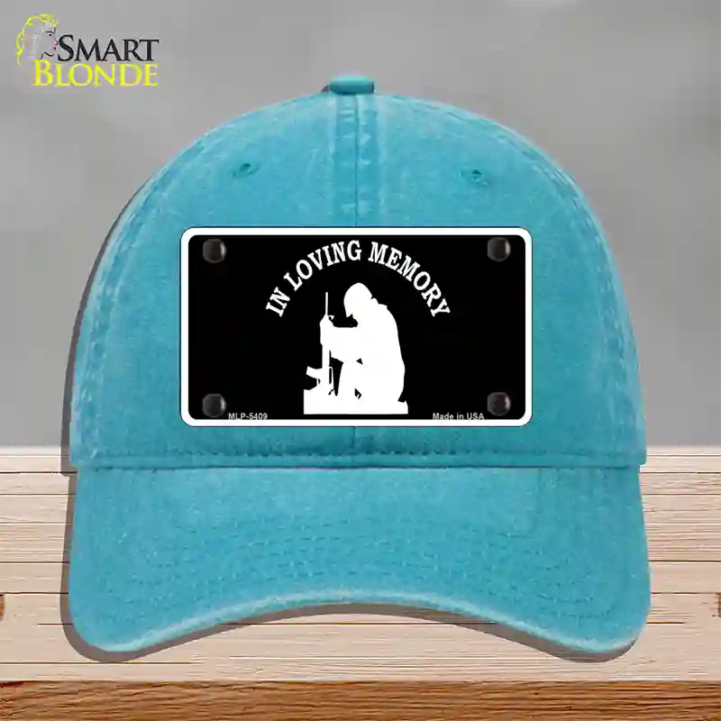 In Loving Memory Sitting Novelty License Plate Hat Unconstructed Cotton / Lake Blue