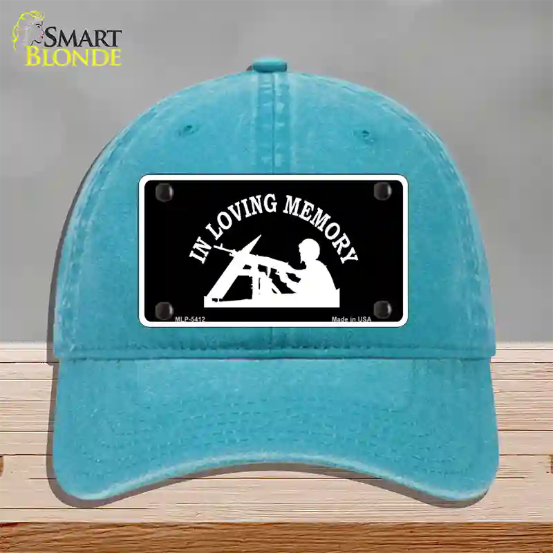 In Loving Memory Lookout Novelty License Plate Hat Unconstructed Cotton / Lake Blue