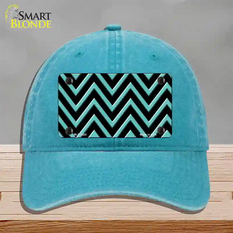 Tiffany Blue Chevron Novelty License Plate Hat Unconstructed Cotton / Lake Blue