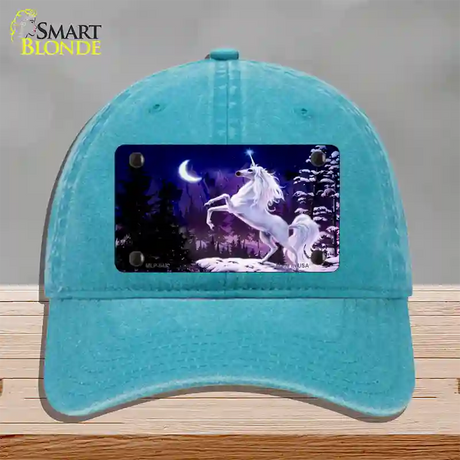 Unicorn Novelty License Plate Hat Unconstructed Cotton / Lake Blue