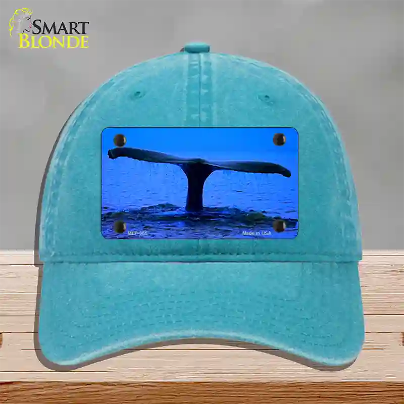 Whale Tail Novelty License Plate Hat Unconstructed Cotton / Lake Blue