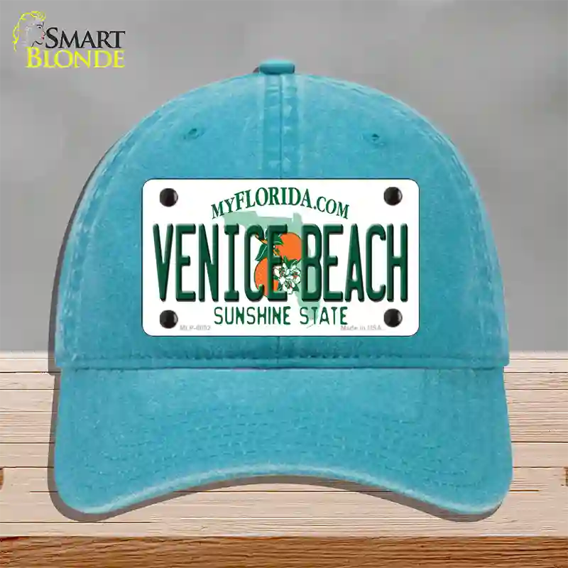 Venice Beach Florida Novelty License Plate Hat Unconstructed Cotton / Lake Blue