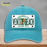 Venice Beach Florida Novelty License Plate Hat Unconstructed Cotton / Lake Blue