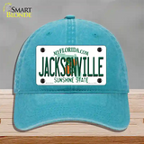 Jacksonville Florida Novelty License Plate Hat Unconstructed Cotton / Lake Blue