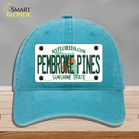 Pembroke Pines Florida Novelty License Plate Hat Unconstructed Cotton / Lake Blue