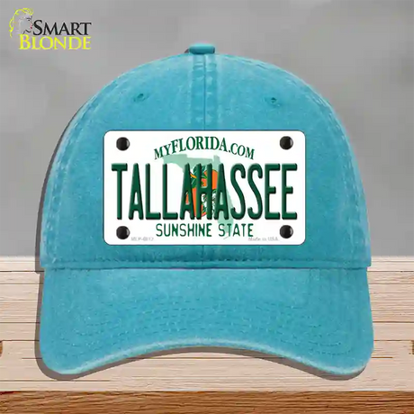 Tallahassee Florida Novelty License Plate Hat Unconstructed Cotton / Lake Blue