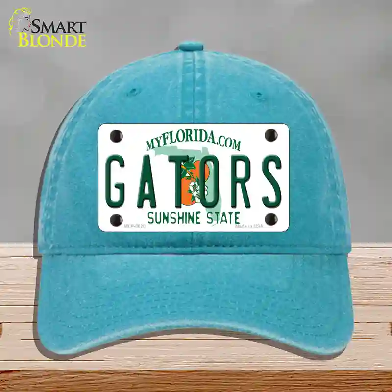 Gators Florida Novelty License Plate Hat Unconstructed Cotton / Lake Blue