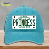 Princess Florida Novelty License Plate Hat Unconstructed Cotton / Lake Blue