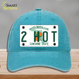 2 Hot Florida Novelty License Plate Hat Unconstructed Cotton / Lake Blue