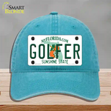 Golfer Florida Novelty License Plate Hat Unconstructed Cotton / Lake Blue