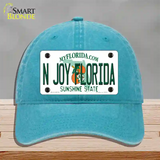 N Joy Florida Novelty License Plate Hat Unconstructed Cotton / Lake Blue