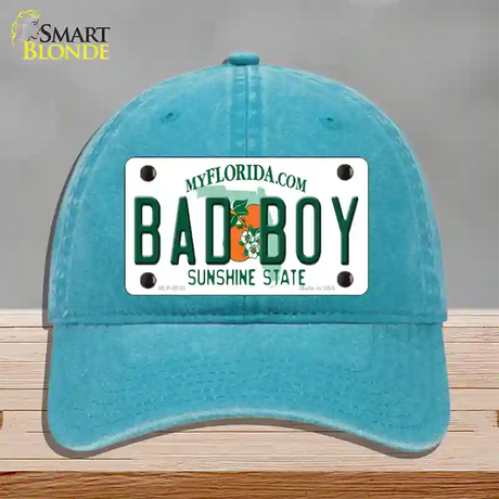 Bad Boy Florida Novelty License Plate Hat Unconstructed Cotton / Lake Blue