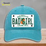 Bad Girl Florida Novelty License Plate Hat Unconstructed Cotton / Lake Blue