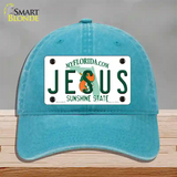 Jesus Florida Novelty License Plate Hat Unconstructed Cotton / Lake Blue