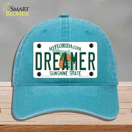 Dreamer Florida Novelty License Plate Hat Unconstructed Cotton / Lake Blue