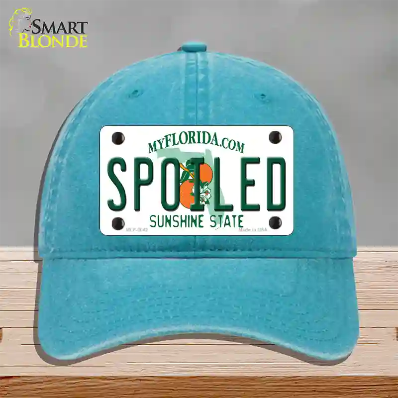 Spoiled Florida Novelty License Plate Hat Unconstructed Cotton / Lake Blue