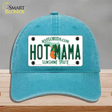 Hot Mama Florida Novelty License Plate Hat Unconstructed Cotton / Lake Blue